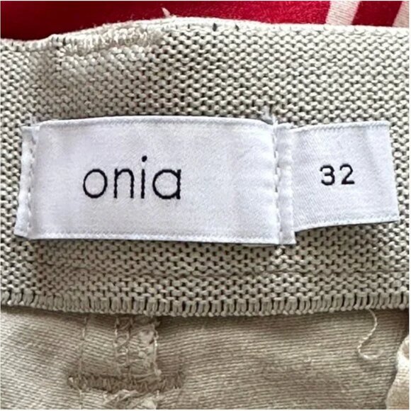 Onia Men's Stretch Chino Shorts Khaki Flat Front Pockets (Stone) Size 32 - Picture 4 of 5